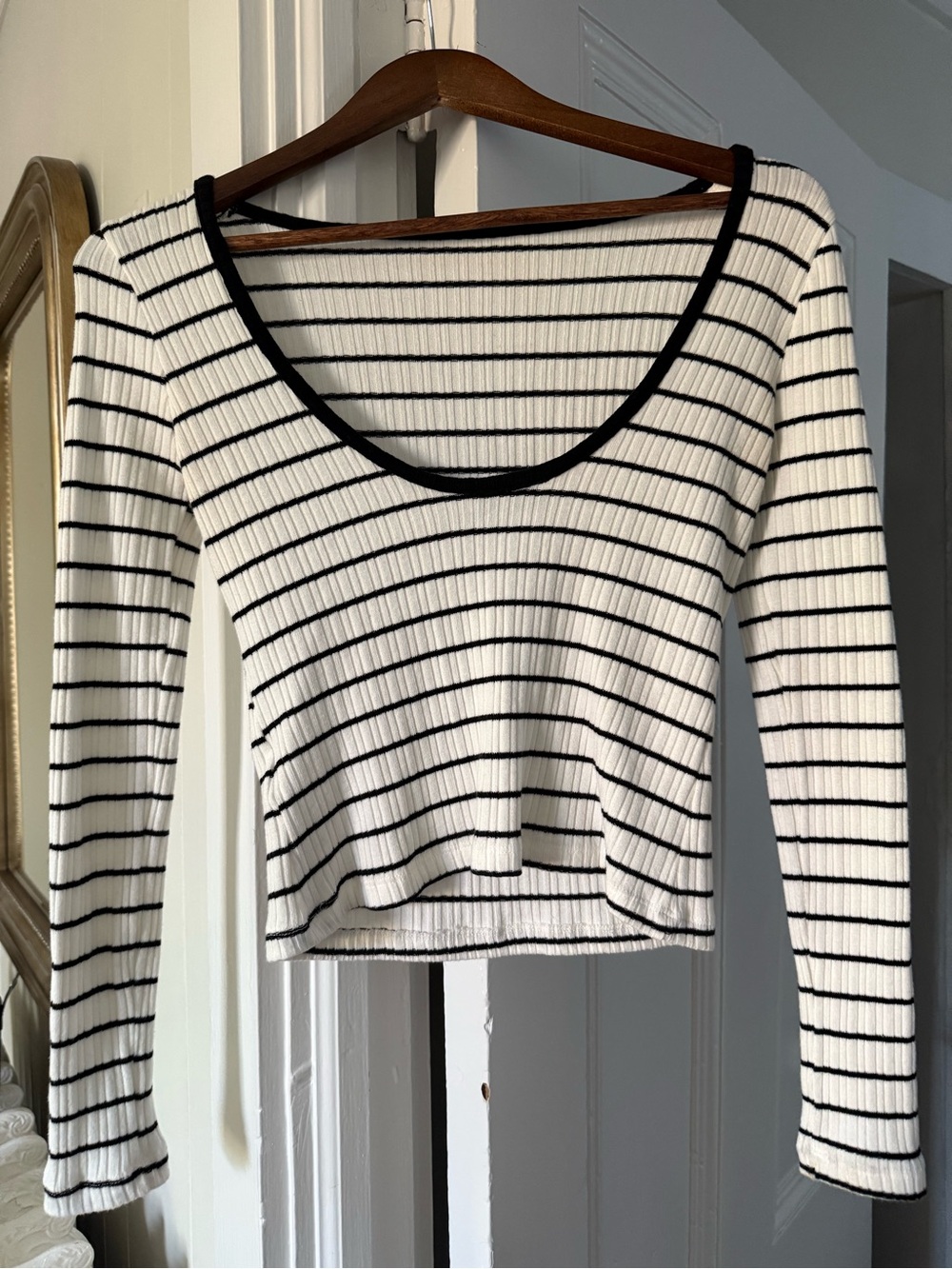 NA-KD black and white stripped blouse